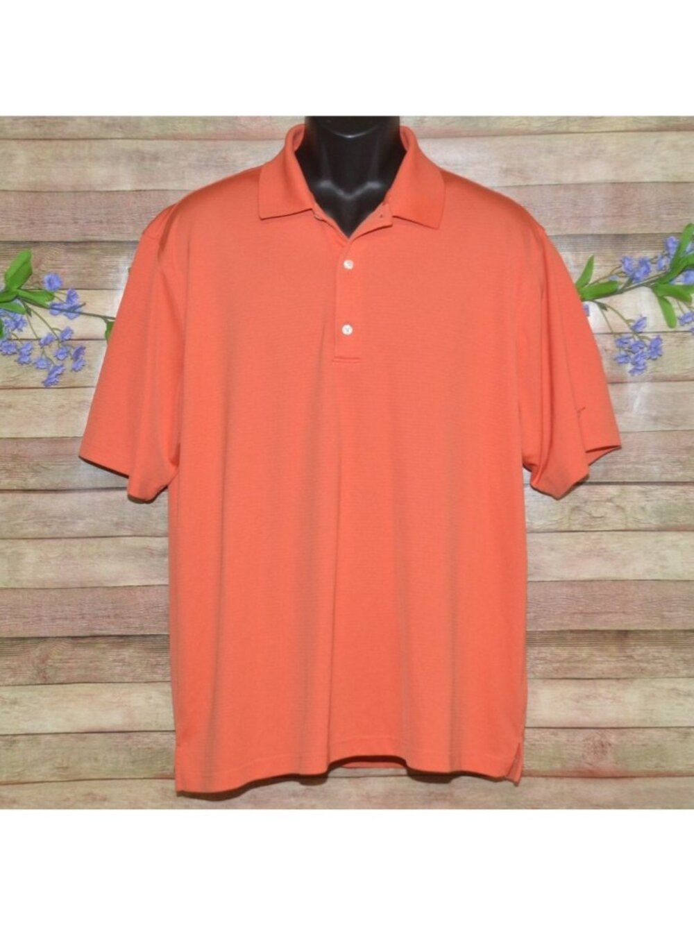 Greg Norman Solid Orange Golf Polo Shirt Size XL Play Dry UPF 50+